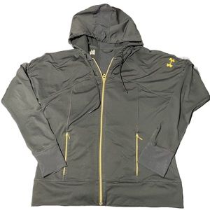 under Armour black zip up hoodie with gold zippers